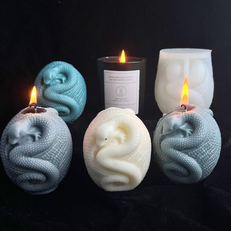 DIY Easter Egg Relief Snake Silicone Mold Creative Aroma Candle Plaster Resin Mould Handmade Soy Wax Candle Making Supplies