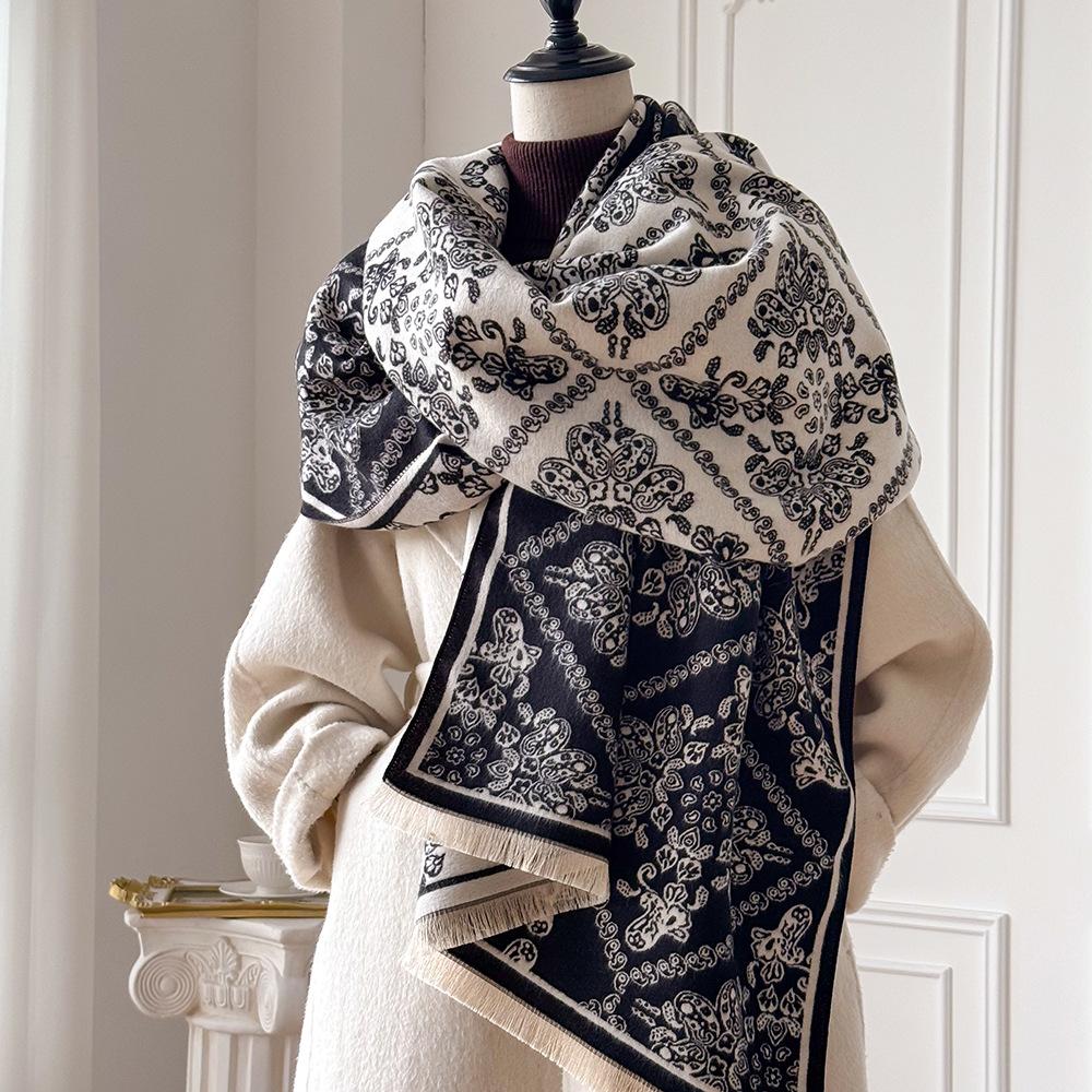 Light luxury imitation cashmere shawl women's clothing with large scarf party shawl air-conditioned room warm scarf blanket