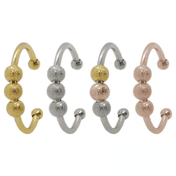 1PC StainlessSteel Ring Fidget Beads Ring Spinner Simulated AnxietyRelief Rings Rotate Freely Anti Stress Toy For Men Women