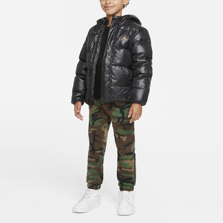 Jordan Logo Quilted Hooded Down Jacket Kids Outerwear Black DO3506-010