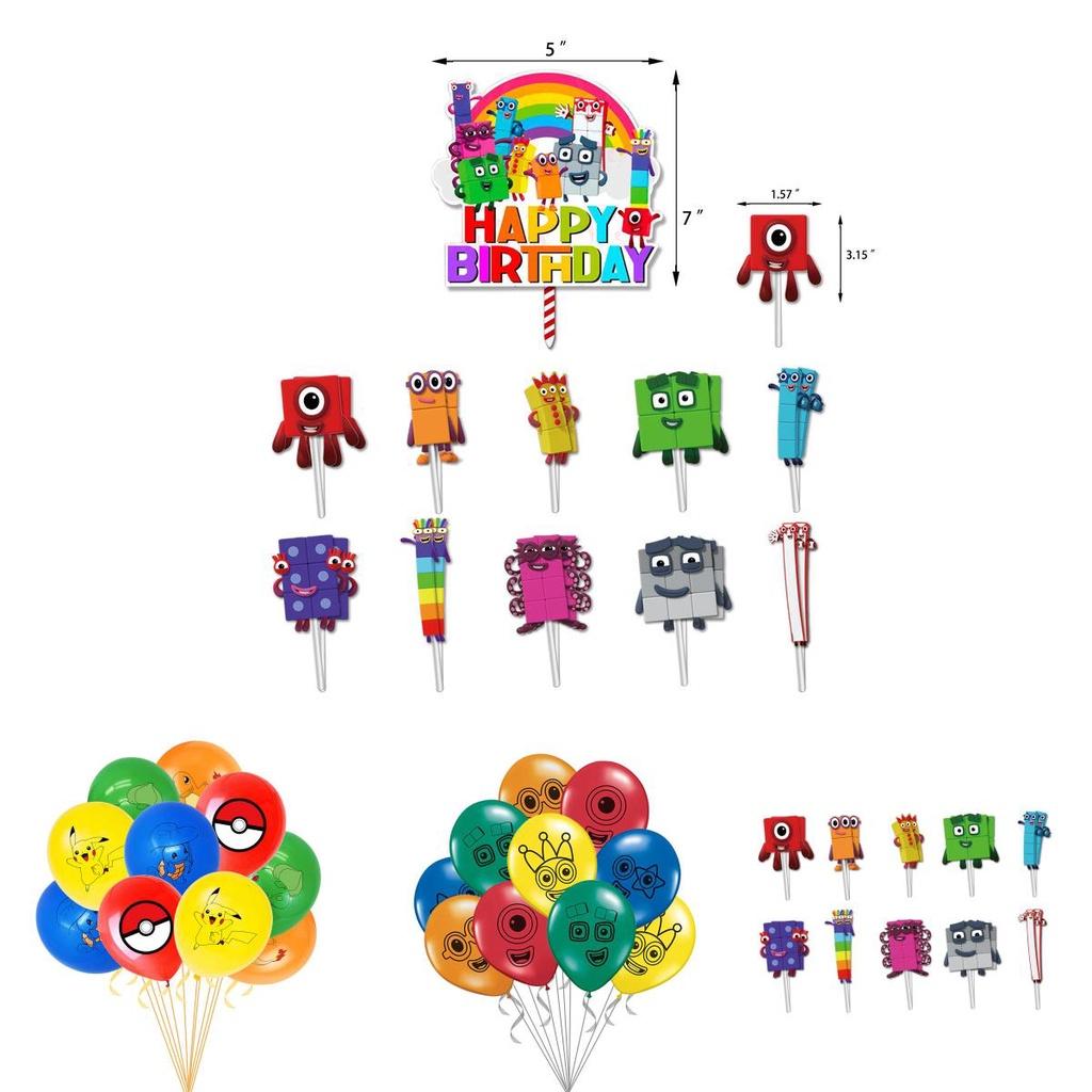 Delightful Numberblocks Theme Balloon Pull Flag Set For Festive Birthday Celebrations