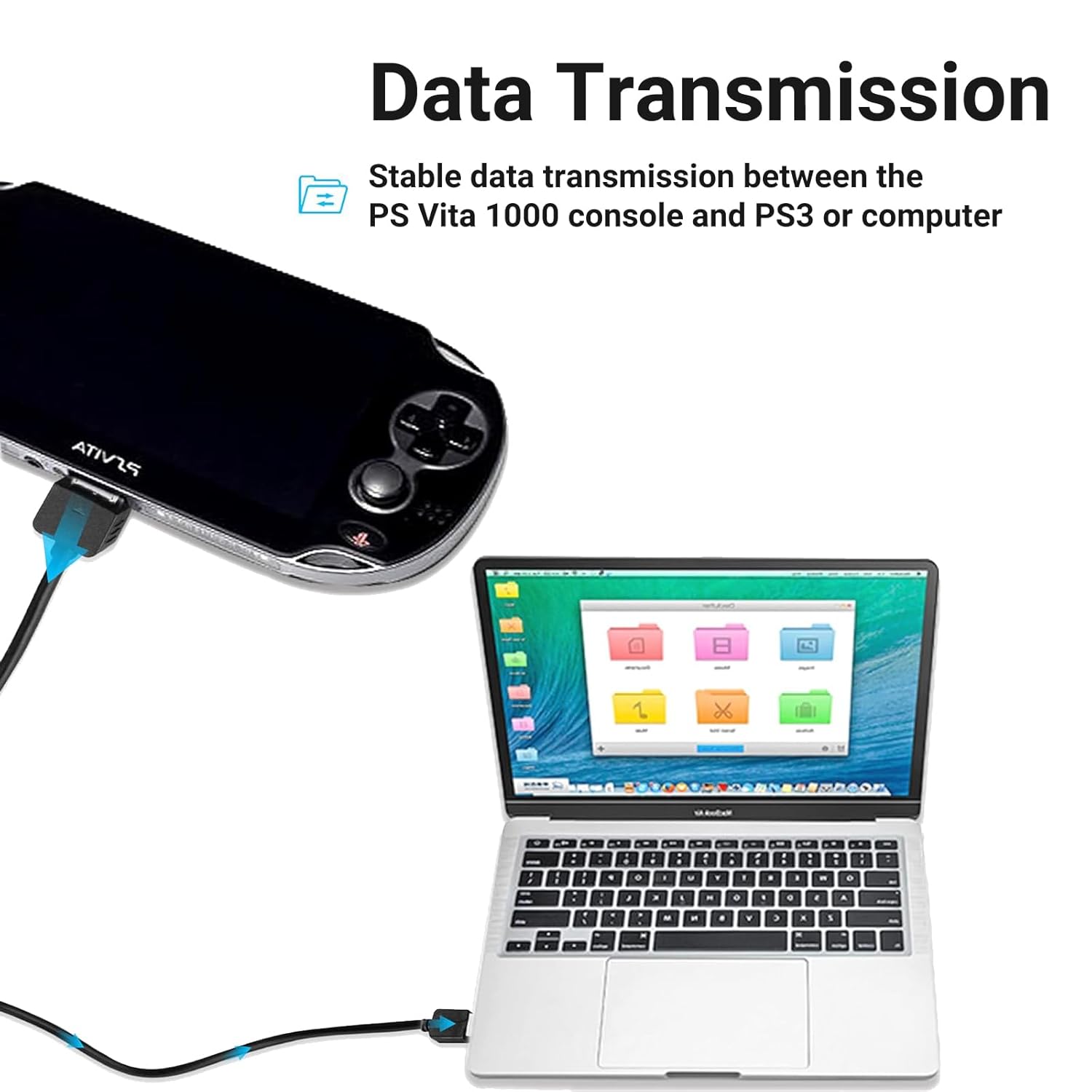 Charger Cable for PS Vita, 2 in 1 USB Data & Power Charger Cord Replacement for PlayStation Vita 1000, Black, 3.3ft