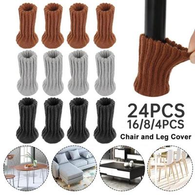 4/8/16/24PCS Gestrickte Stuhlbeinsocken Hochelastische Tischfüße Bein Bodenschutzabdeckungen Möbel Rutschfeste Schutzpolster reduzieren Lärm