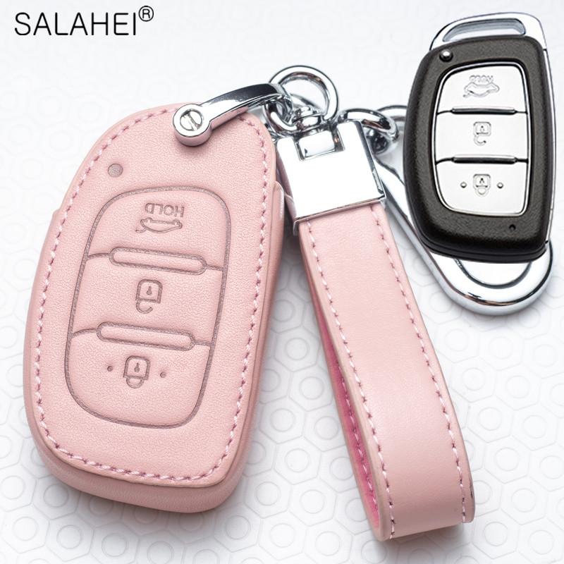 Leather Car Smart Key Cover Case Holder Protection For Hyundai Tucson Mistra Ix25 Ix35 I20 I30 I40 Hb20 Tm