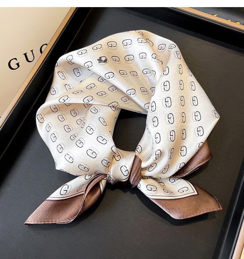 

Европейский и американский осенний квадратный шарф из тутового шелка для женщин 53x53 cm