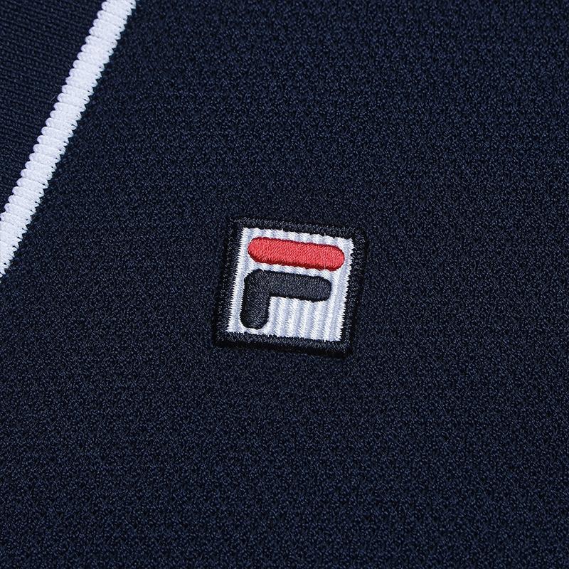 Fila Heritage Fashion Classic Elegant Retro Casual Versatile Comfortable Knitted Cardigan Women Outerwear Cigarette-Blue F11W628404FDB