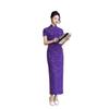 2025 Spring/Summer Red Cheongsam Long Dress - Chinese Style, Short Sleeve Performance Costume