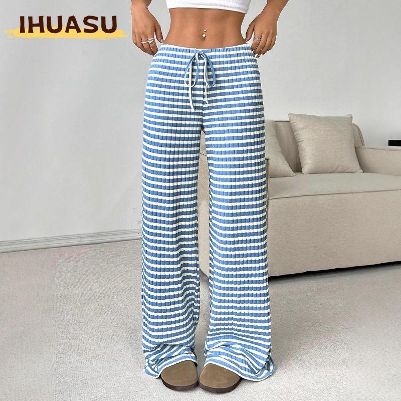 IHUASU Women's Fashion Casual Solid Color Print Pants & Capris