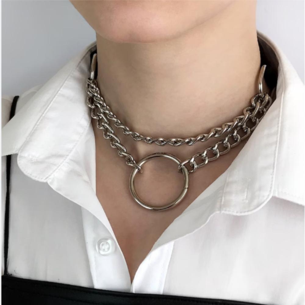 Women'S Fashion Leather Chain Collar Gothic Necklace Daily Accessories Neck Chain Dress Up Accessories
