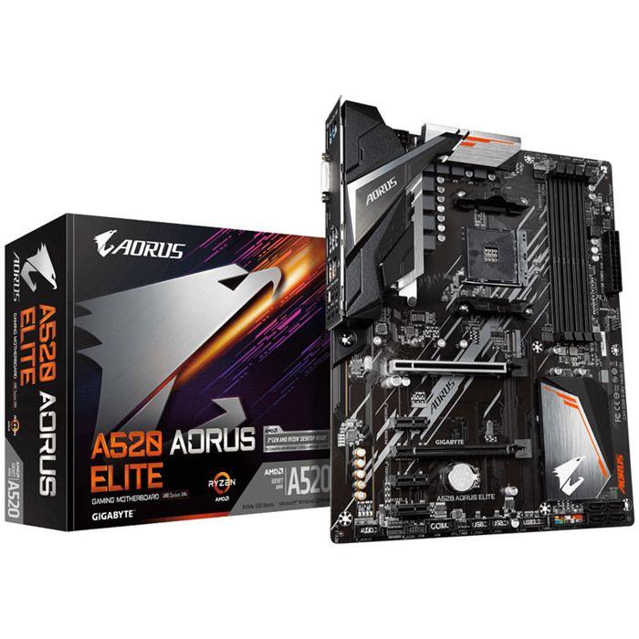 Płyta główna - Gigabyte - A520 Aorus Elite - Socket AM4 - Przewodowa - Czarna