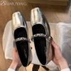 Elegant Women Flats Square Toe Shoes New Summer Loafers Party Sandals Designer 2025 Brand Women Shoes Zapatillas Mujer