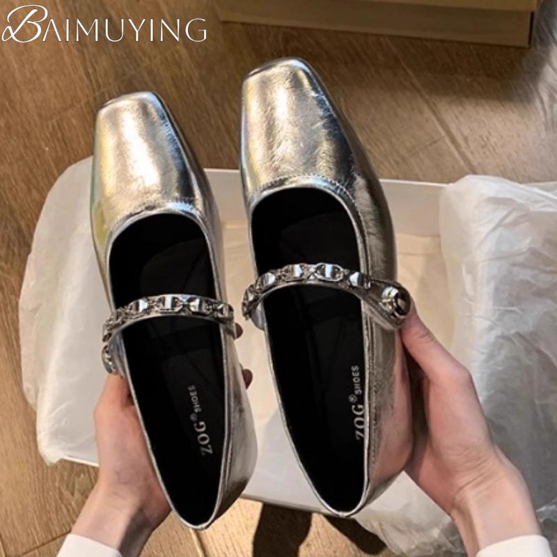 Elegant Women Flats Square Toe Shoes New Summer Loafers Party Sandals Designer 2025 Brand Women Shoes Zapatillas Mujer