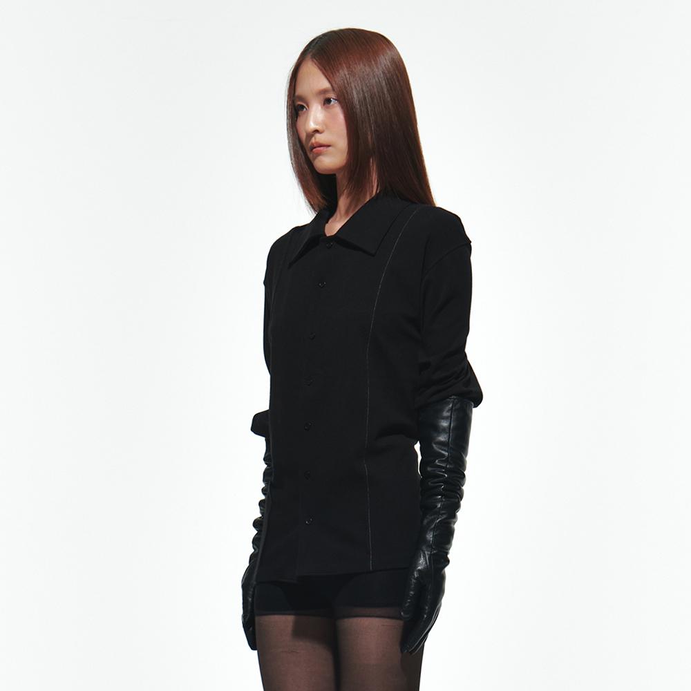 I Earth Raw Edge Cotton Shirt [Black]