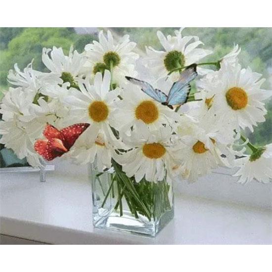 דפוס פרח HUACAN ציור יהלום תפר צלב 5D יהלום פסיפס תמונה רקמה handma