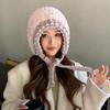 Autumn and winter hat female sweet cute girl plush knitted hat winter protection ear knitted wool hat