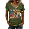 Women Casual V Neck Short Sleeve T Shirt Patriotic Print 250th Anniversary Independence Day Tee Top Lightweight Soft Fabric