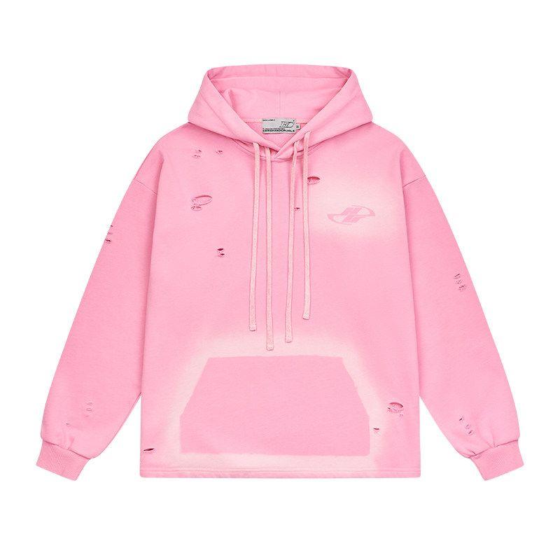 

Retro Dark Flower Washing Water Damage Loose Casual Double Hood Wash Water Powder XL