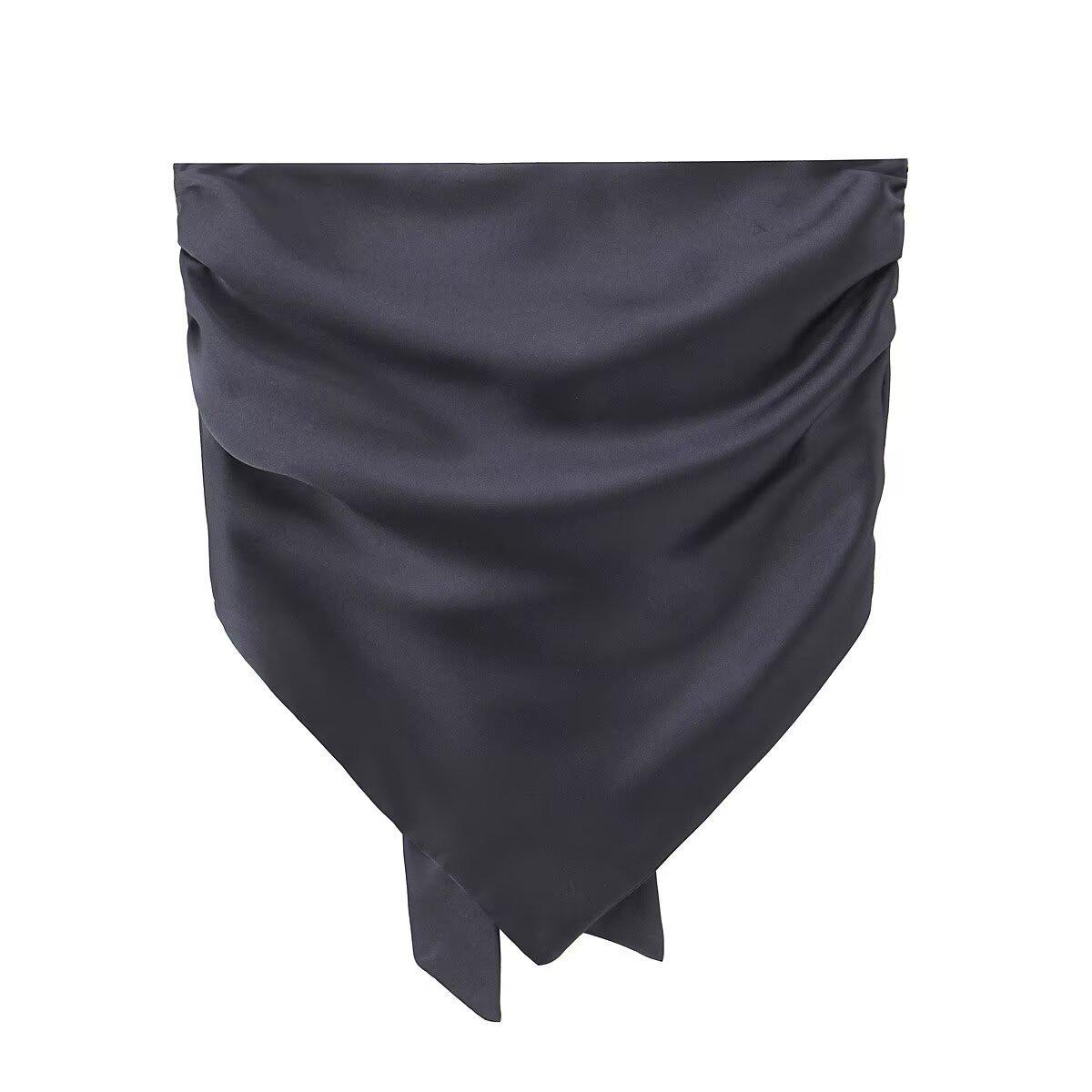 

Silk Satin Texture Top & High-Waisted Pants Set L