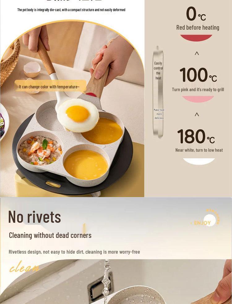 Non-Stick Deep Maifan Stone Pancake Frying Pan with Four-Hole Design for Easy Breakfast Cooking