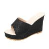 2024 New Summer High Quality Women's Slippers Fashion Open Toe Solid Color Large Size Wedge Women's Super High Heel Beach Shoes