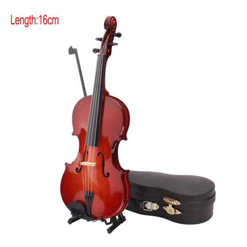 Mini Miniature Violin Model  with Stand and Case Mini Musical Instrument Ornaments