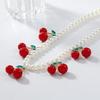 Cherry Pendant Women's Pearls Necklace Jewelry Gift Neck Chain Cherry Pendant Necklace  Women