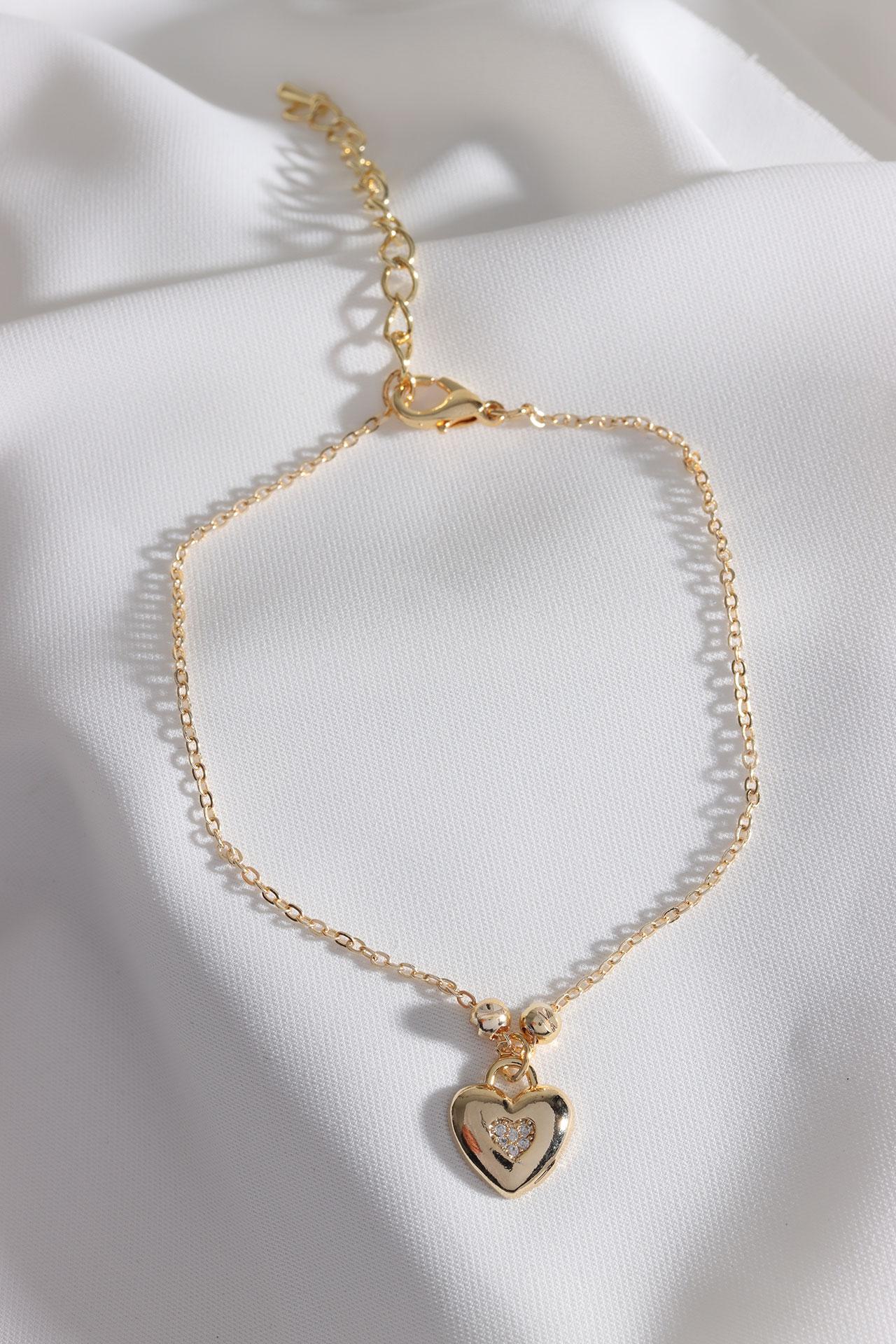 

Подвеска в форме сердца, браслет на цепочке золотого цвета