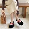 Bow-tie Mao Mao Shoes Ins European and American One-word Buckle with Round Head Ballet Shoes Gentle Wind Shallow Mouth Flat-soled Single Shoes Women