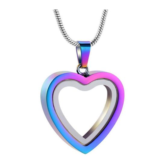 Pendant Necklace Transparent Heart-Shaped Glass Necklace Stainless Pendant Souvenir Steel Lightweight Pet разноцветный
