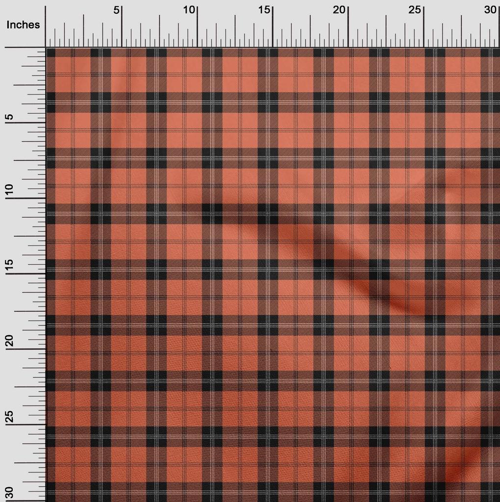 oneOone Bavlněná směsová látka Tartanový károvaný dekor Látka s potiskem BTY 40 palců