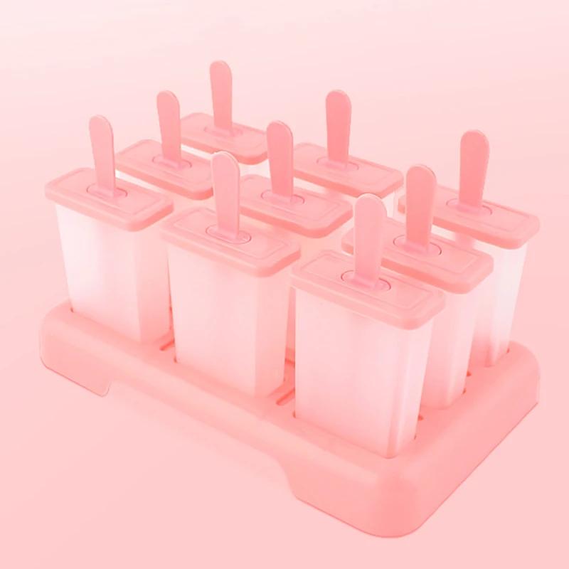 9 Grid Ice Cream Popsicle Mold DIY Ice Cream Machine Homemade Ice Box with Plastic Stick Ice-lolly Mold Ice Tray Kitchen Gadgets
