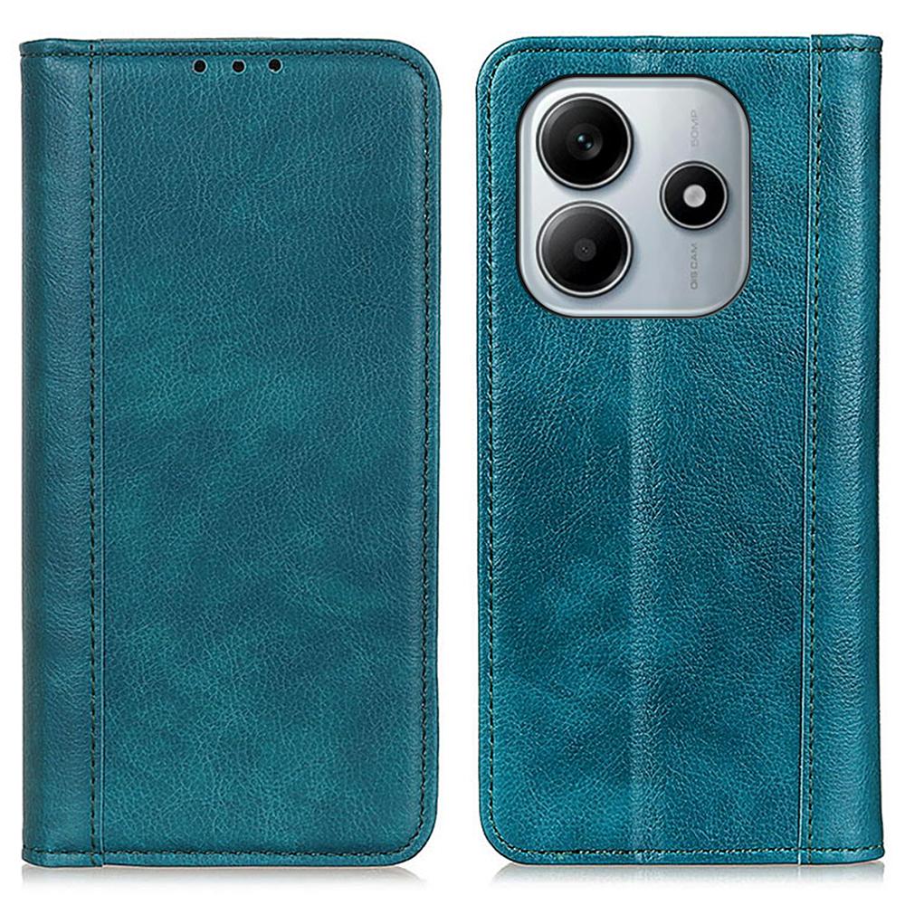 

Для Xiaomi Redmi Note 14 4G (163,25 мм) Чехол-подставка из спилковой кожи с текстурой личи и кошельком D