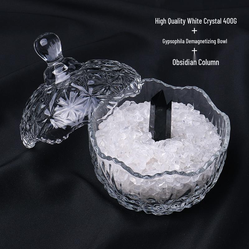 Natural White Crystal Stone Purification Bowl for Jewelry Storage