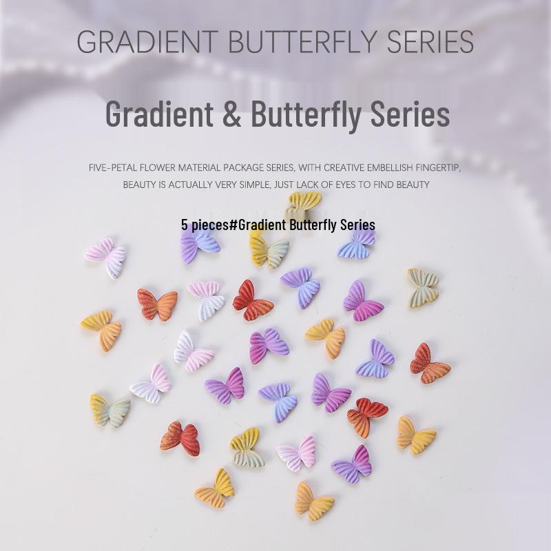 

3D Gradient Metal Butterfly Nail Art Decorations Set - 5 Pieces