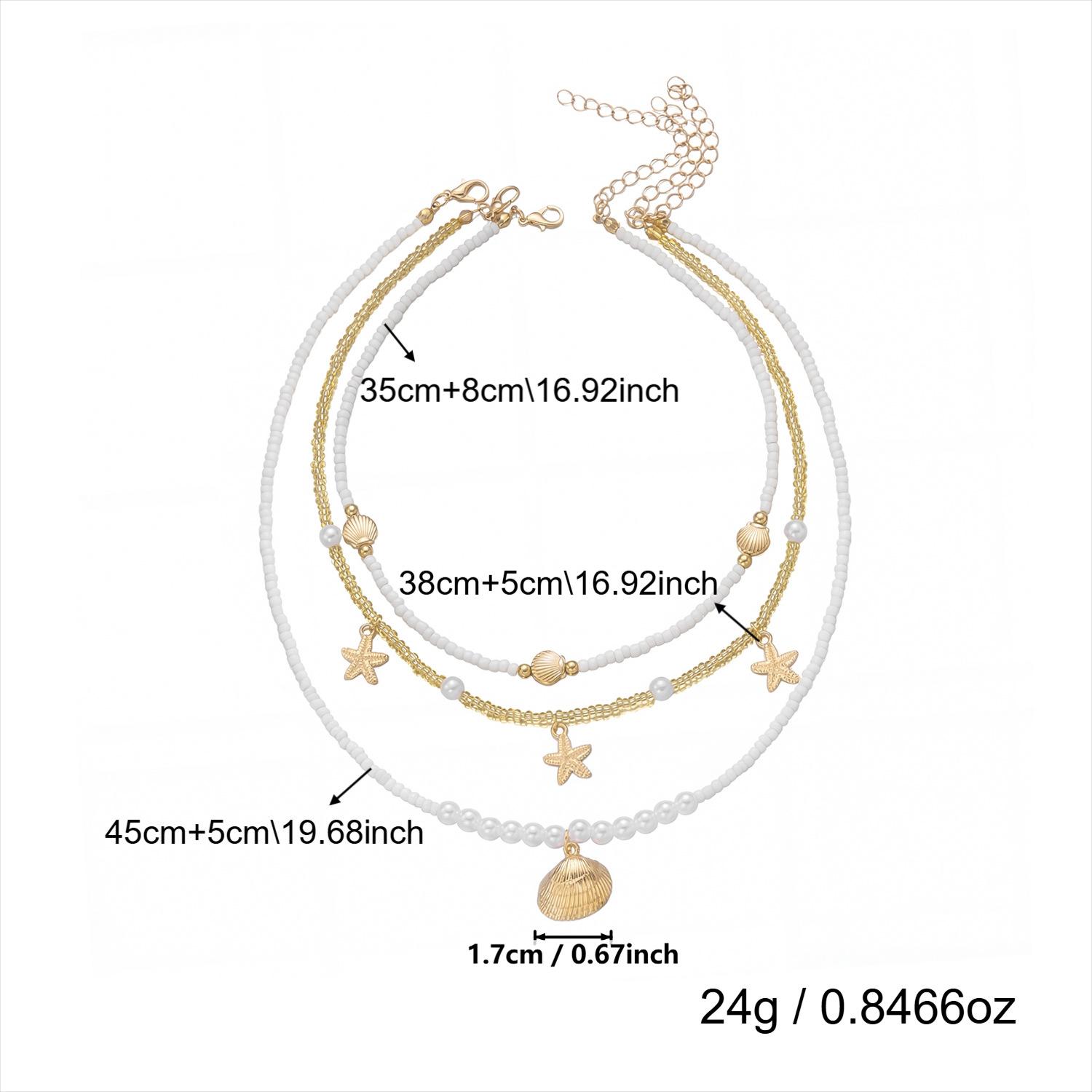 Women s Bohemian Resort Style Starfish Pearl Multi-layer Necklace Versatile Beach Accessory 6