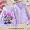 2025 New Purple Jacket Boys' and Girls' Sportswear Children's Top Hoodie KPop Devil Hunter Zipper Hoodie
