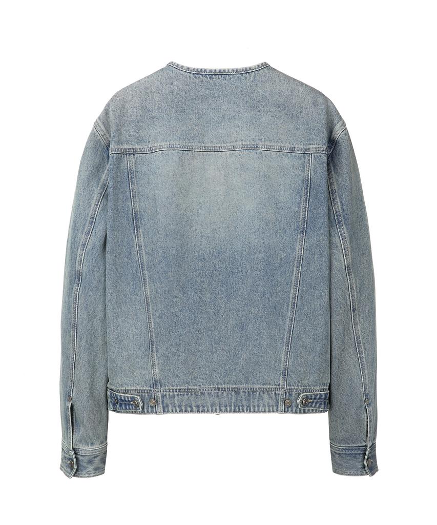 Il Corso Ghost Rider Collarless Denim Trucker Jacket Blue Ieju5E211B2