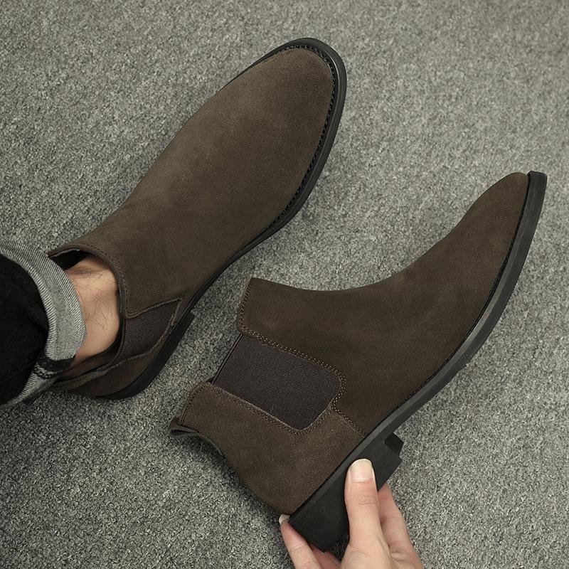 Martin Boots Men's High-top Winter Velvet 2025 New Men's Chelsea Boots British Tide Heightening Medium-top Men's Boots