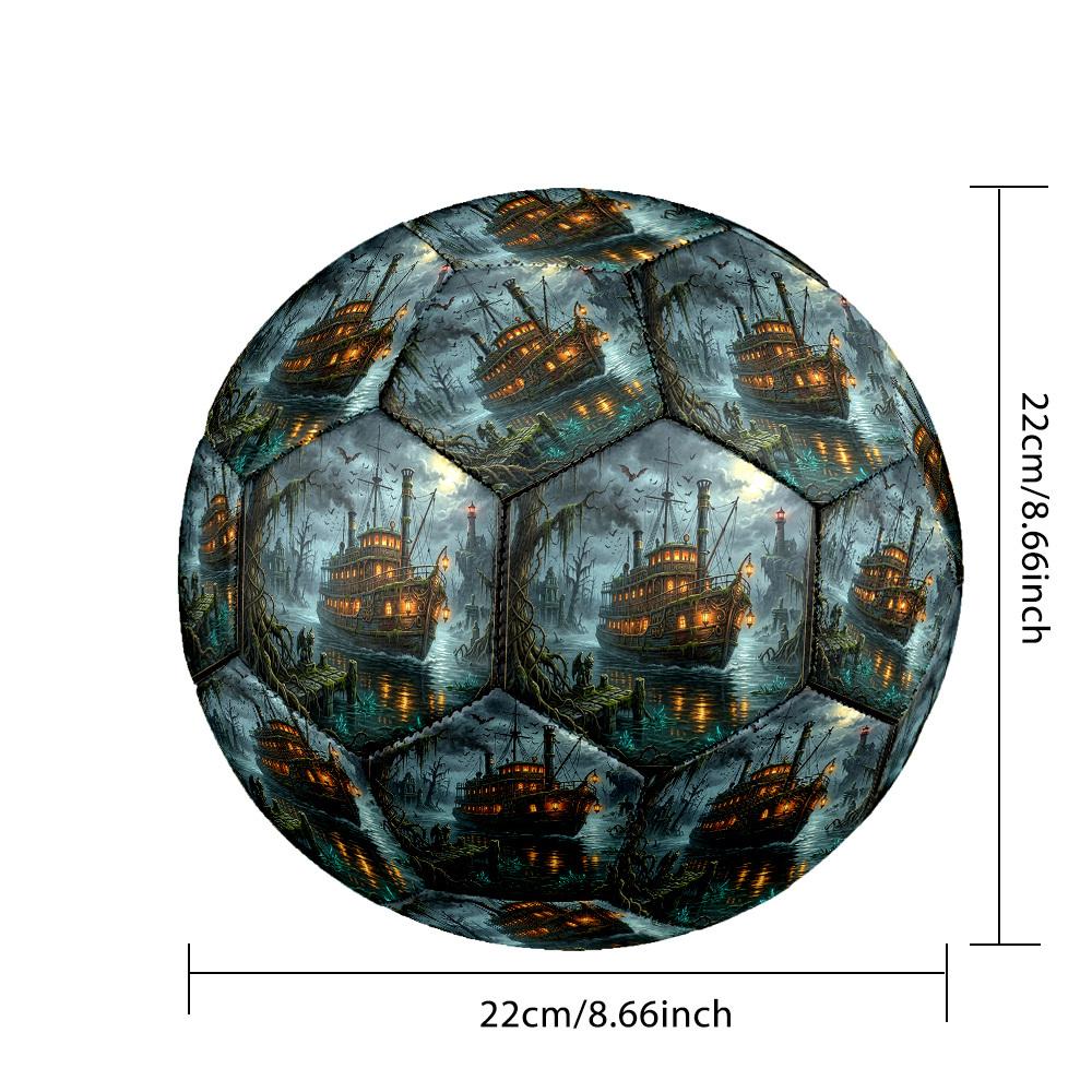 1pc Misty Riverboat Theme Soccer Ball Football, Size 5, Lightweight PVC, Outdoor Training Soccer Ball,Sports Gift T61495