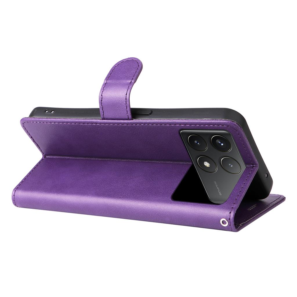 For Xiaomi Redmi K70 5G/K70 Pro 5G/Poco F6 Pro 5G Case Solid Color Leather Mobile Cover Wallet Stand with Strap