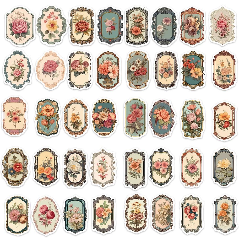 Personalized Flower Vintage Mirror Decals 50 Waterproof Stickers For Diy On Guitars Notebooks And Suitcases Cute Adhesive And