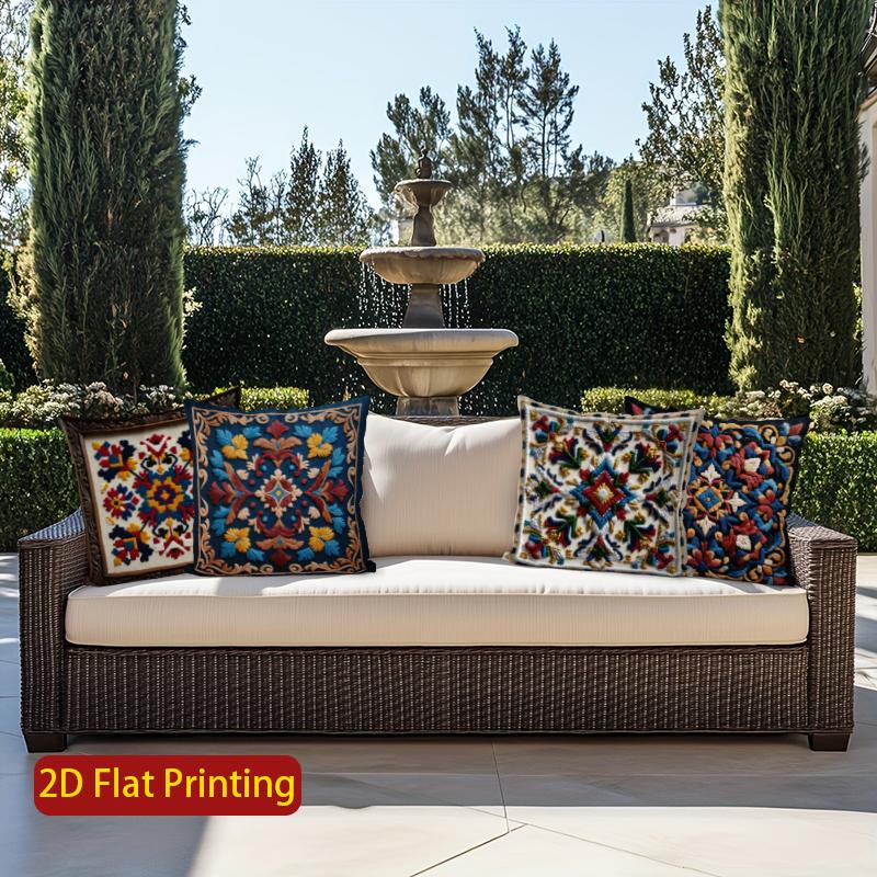 2D Exquisite Ornate Pattern Decorative Cushion Covers Pattern Cushion Cover Suitable For Sofa Bedroom Car Pillow Cover