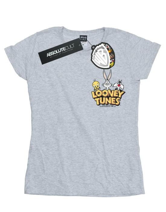 Looney Tunes Womens/Ladies Group Faux Pocket Cotton T-Shirt