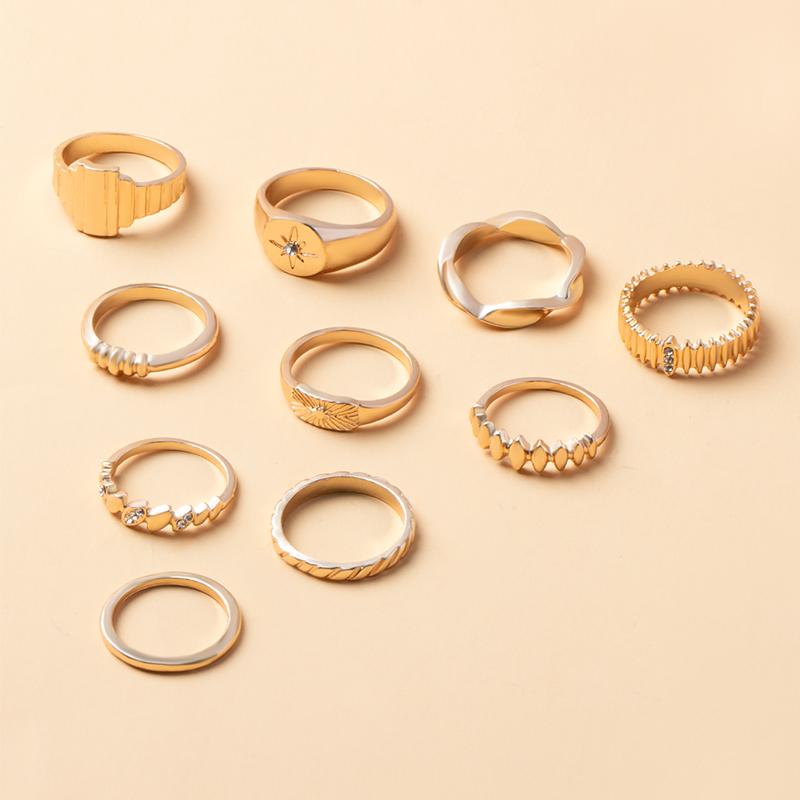 Finger Rings for Women Personality Band Stack Ring Geometric Stripe Chunky Ring for Women Ladies