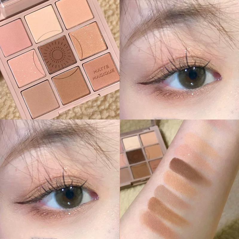Internet Celebrity Nine-Color Eyeshadow Palette 2026 New Model Flagship Store Niche Brand Matte Pearlescent Glitter Earth Tones