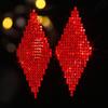 Electrophoresis Red Long Earrings Anti-Allergy High-Grade Delicate Crystal Earrings Women's Earrings 1 Pair