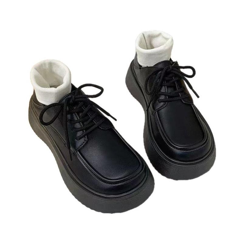 Platform College Small Leather Shoes Women's New Autumn Black Work Sub-single Shoes
