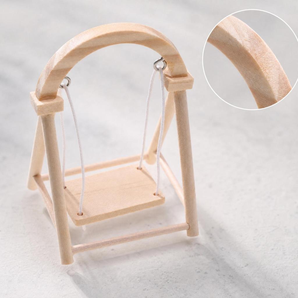 Freestanding Wooden Miniature Swing with A-Shaped Collectible Model