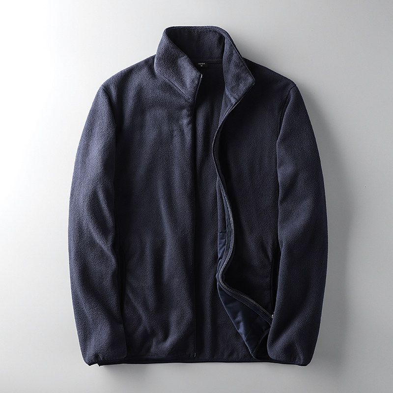 Fashion Brand Double-Sided Polar Fleece Export Original Stand Collar Jacket Navy Blue XL