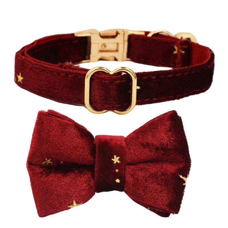 

Velvet Star Pet Collar, Bow Tie Cat Collar with Bell, Adjustable Dog Neck Ring